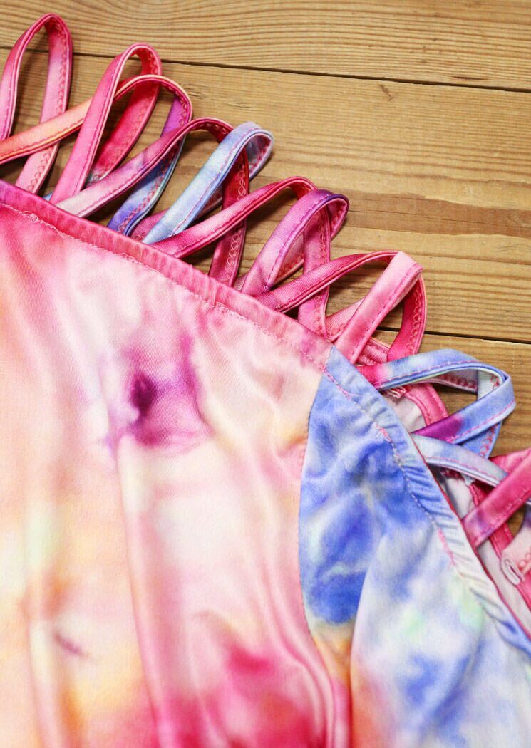 Chemisier Tie-dye Manches Longues Encolure Oblique Croisée