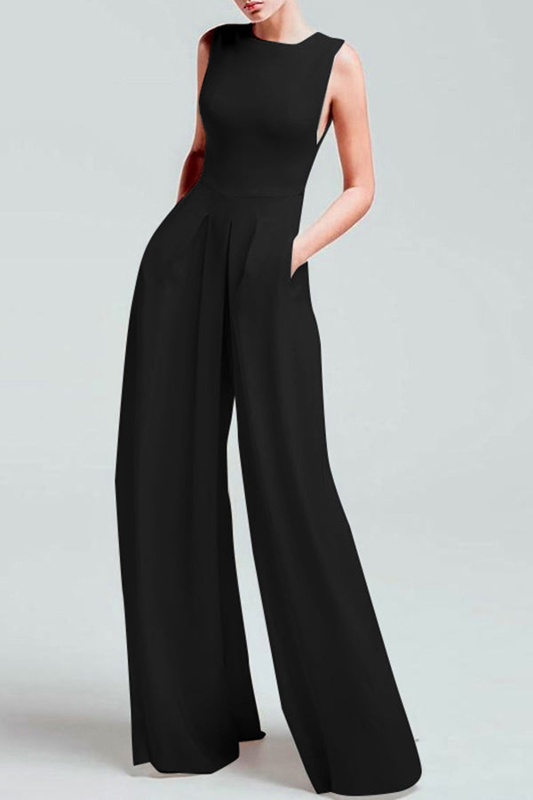 Thinking Out Sleeveless Wide Leg Jumpsuit