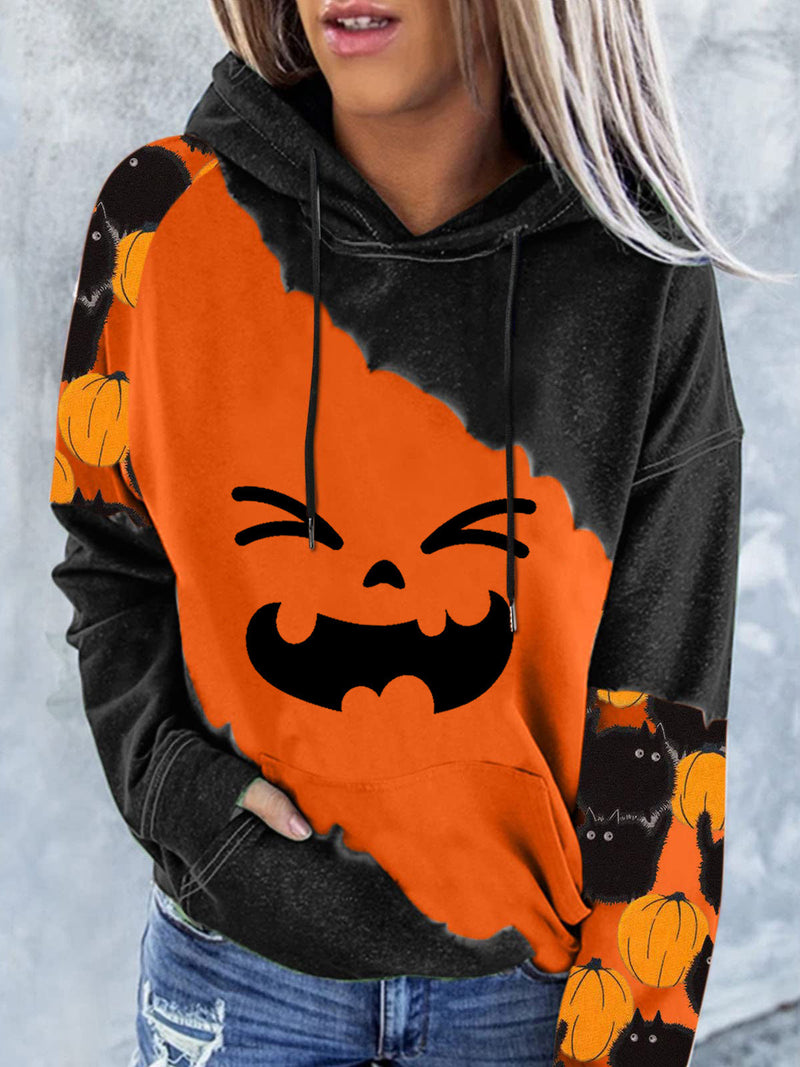 Women's Hoodies Printed Pocket Drawstring Long Sleeve Hoody