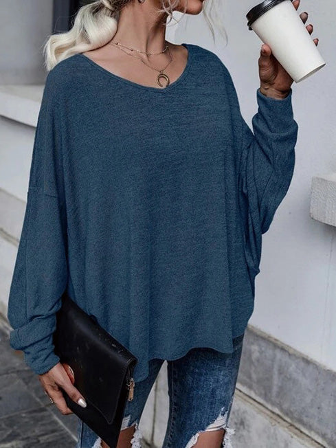 Women's T-Shirts Loose Solid Dropped Shoulder T-Shirt