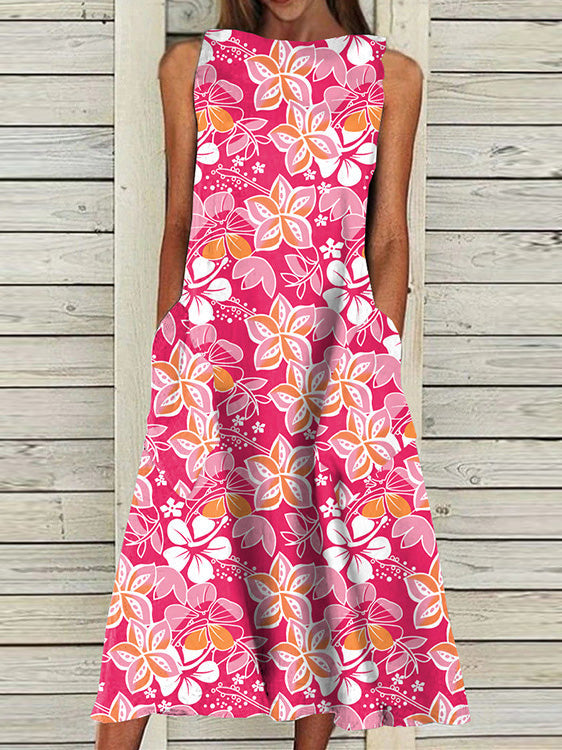 Women's Dresses Casual Floral Pocket Sleeveless Dress