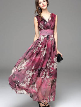 Robe Légère à Imprimé Floral Rouge