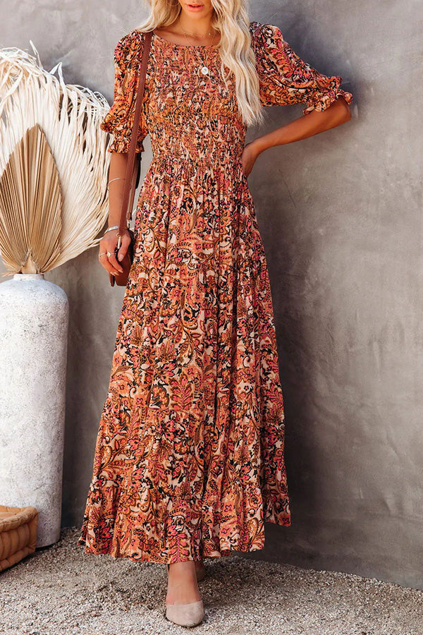 Novakiki Autumn Grace Smocked Paisley Maxi Dress