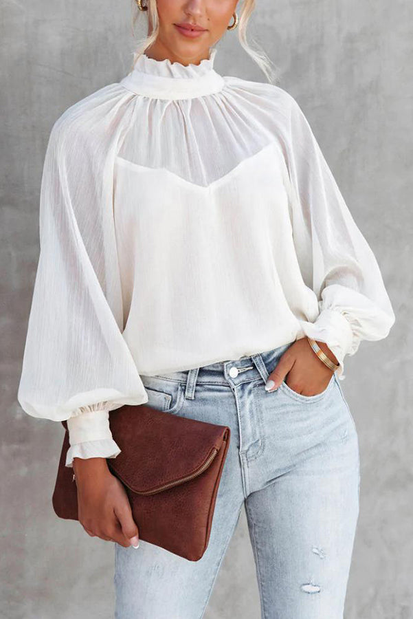 Glimpse of Glam Sheer Ruffle Blouse