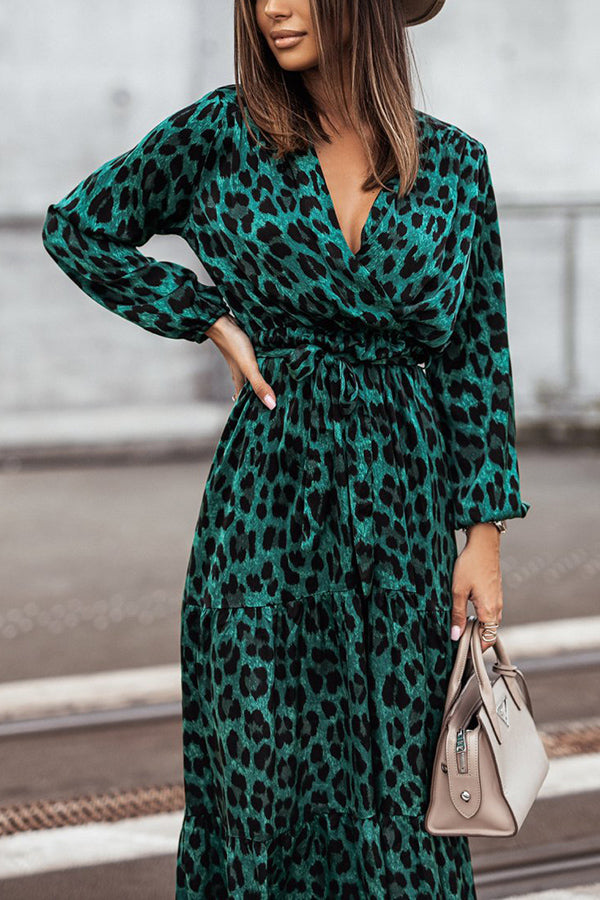 Most Wanted Leopard Print Long Sleeve Maxi Dress