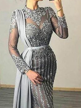 Robe de Soirée Transparente Sequins