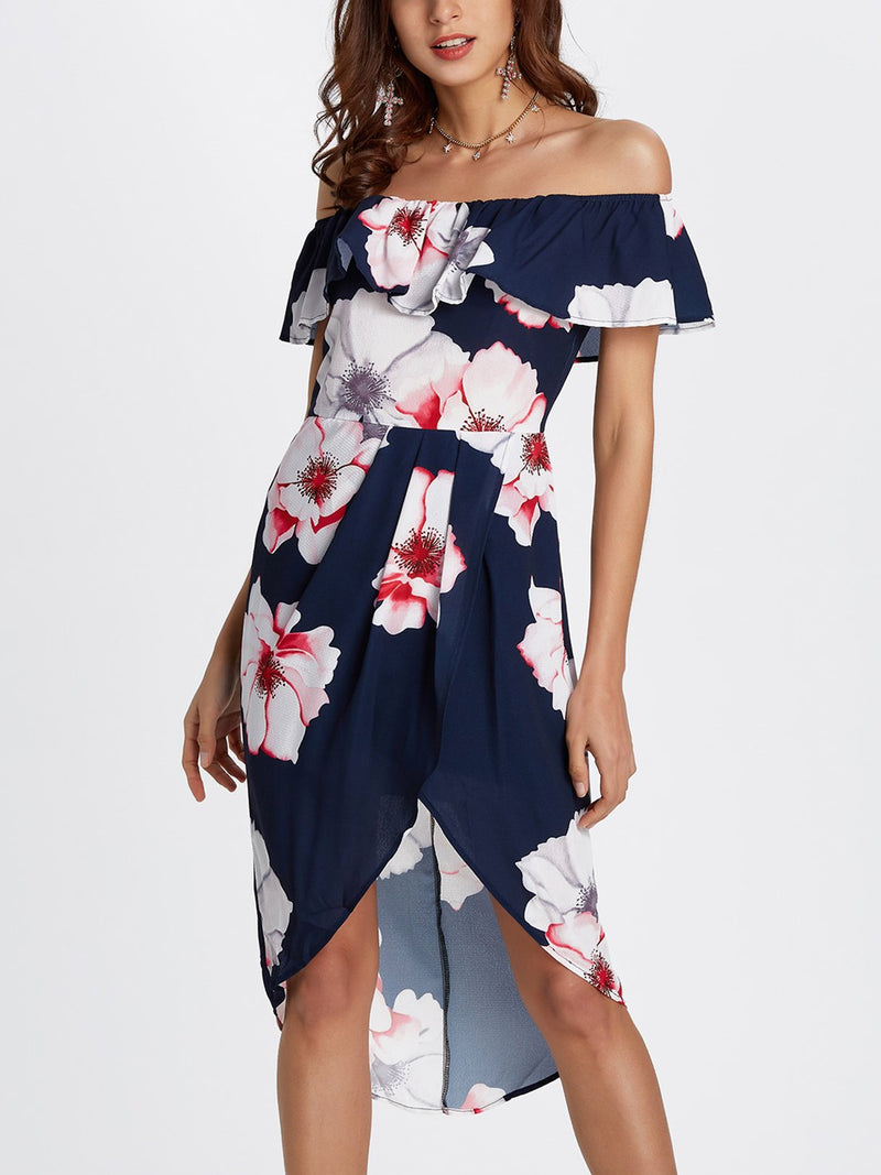 Robe Florale à L'épaules Dénudées