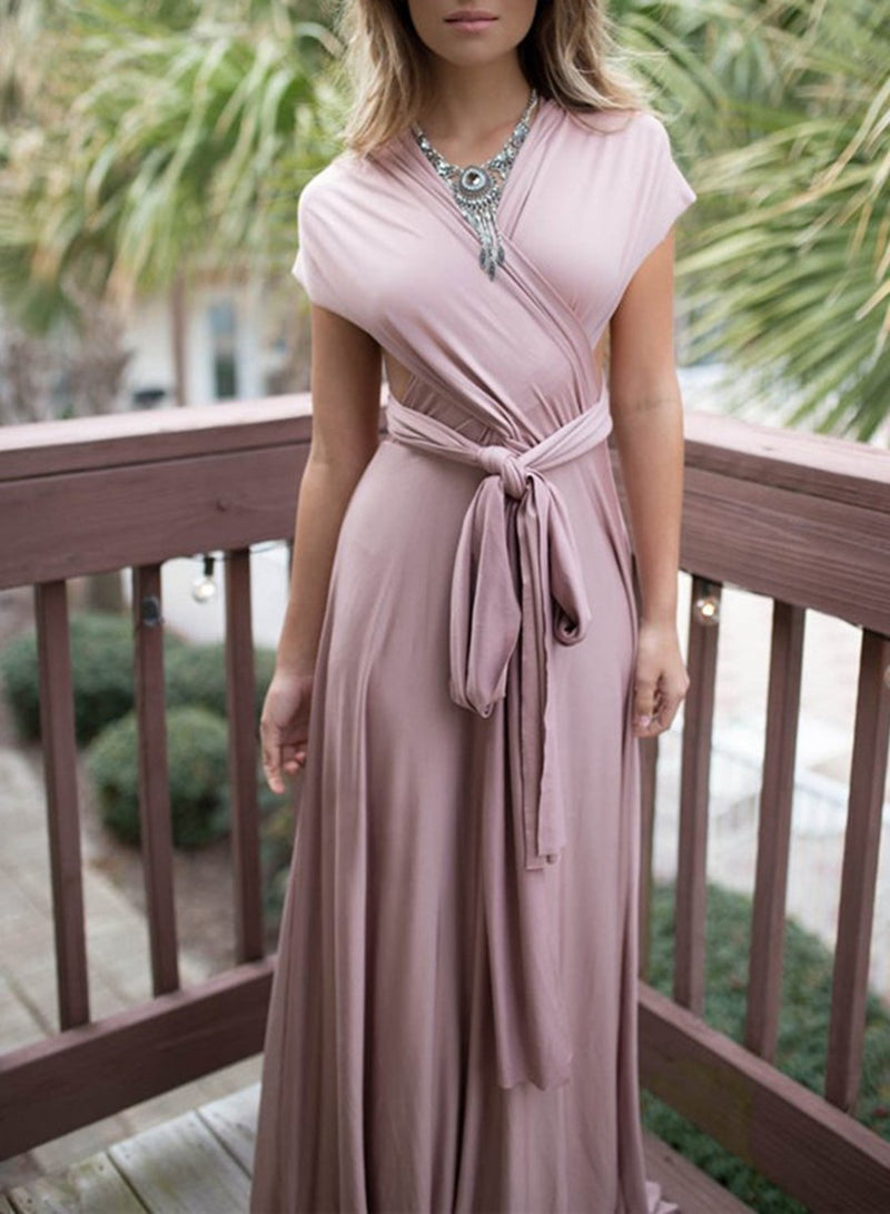 Elegant V Neck Backless Long Prom Dress - CA Mode