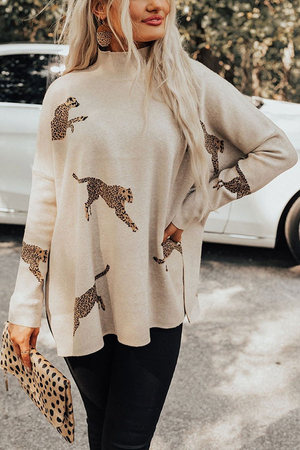 Cozy and Kind Leopard Print Knit Sweater