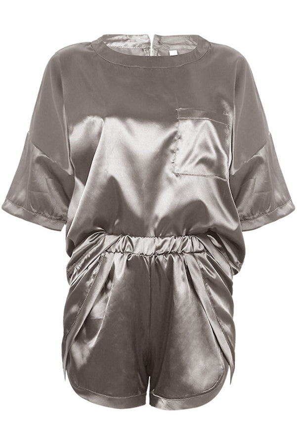 Queen of Comfort Satin Lounge Shorts Suit