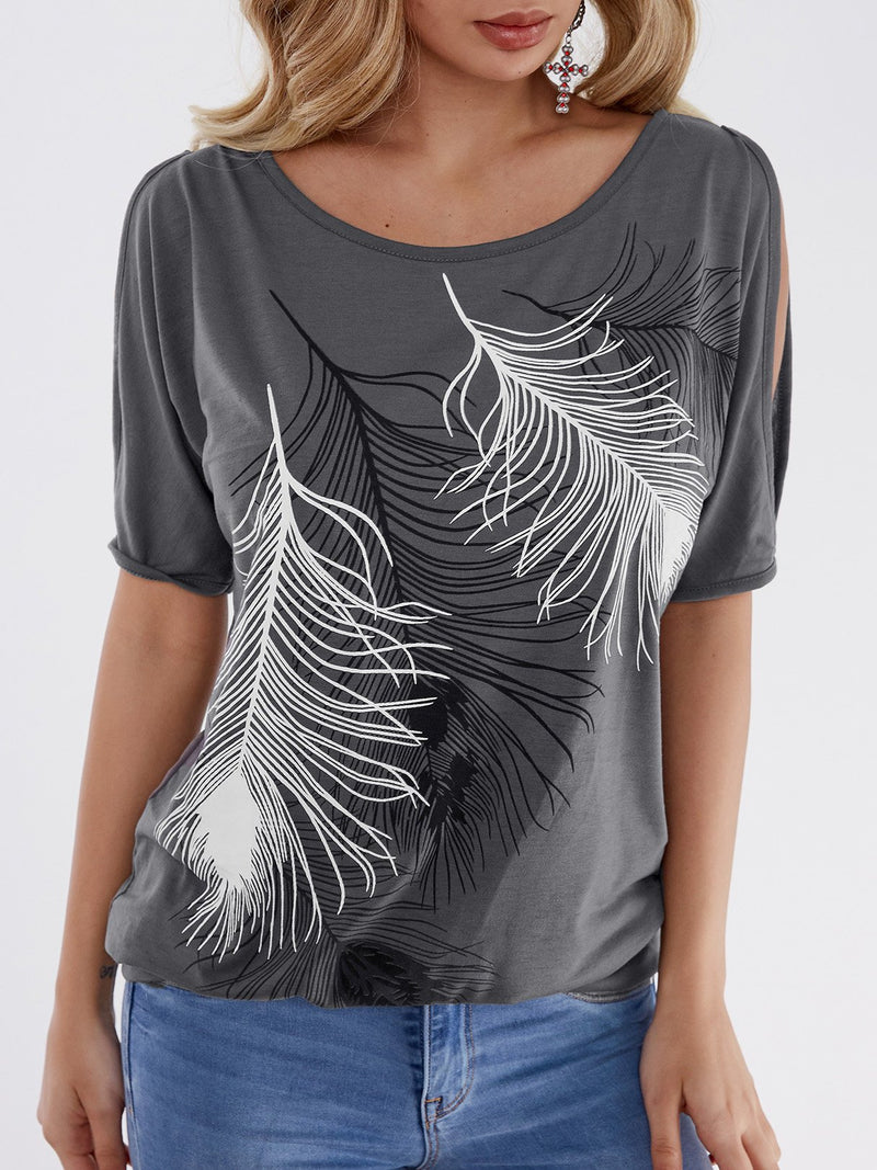 T-shirt à Impression de Plumes