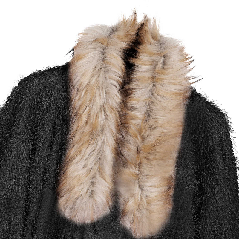 Manteau Cardigan Col En Fausse Furrure Amovible Kaki - CA Mode