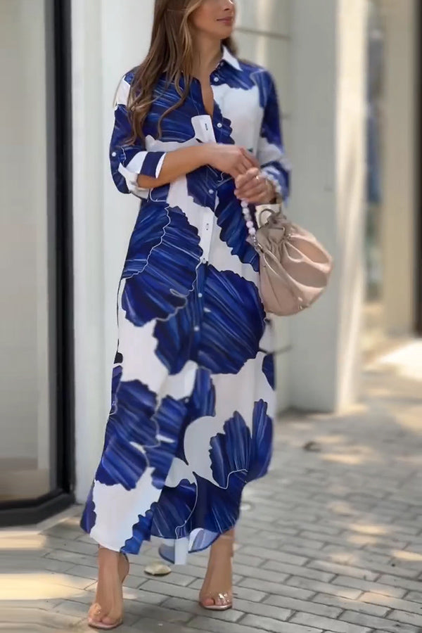 Love Somebody Printed Shirt Maxi Dress