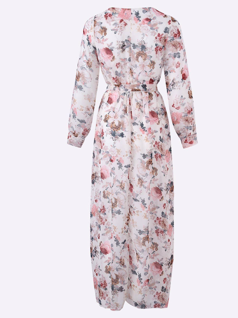 Maxi Robe Manches Longues à Imprimé Floral - CA Mode