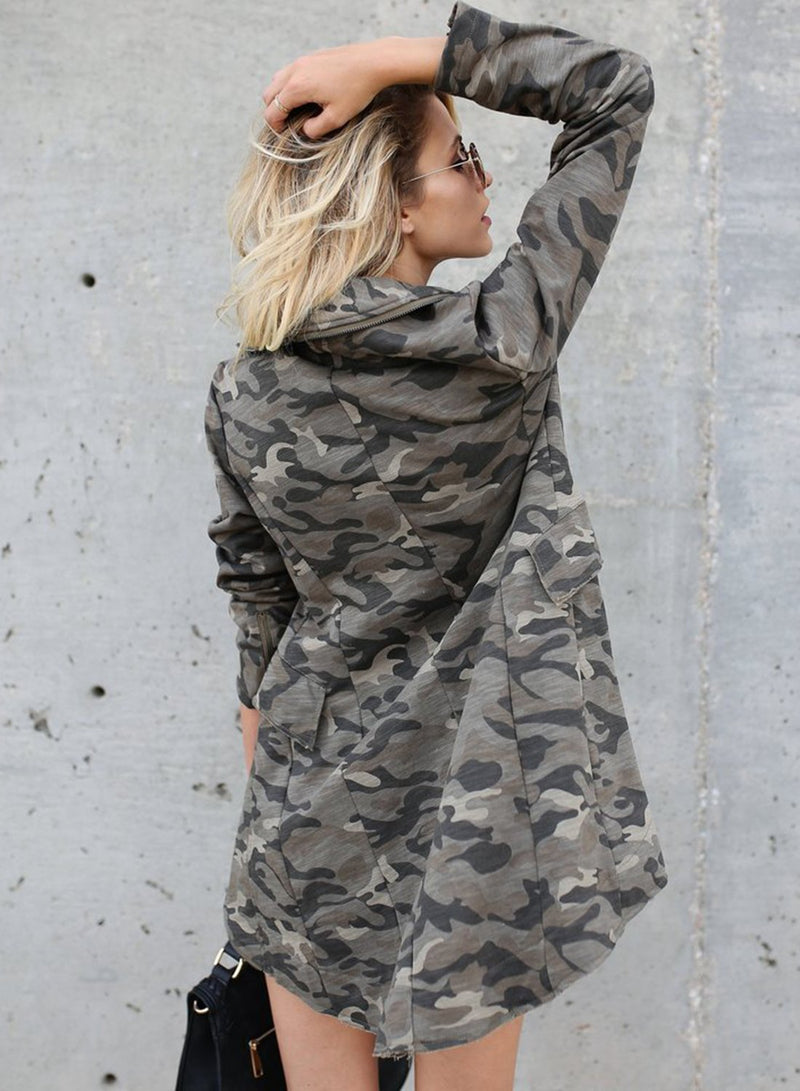 Manteau de Camouflage Ourlet Courbé