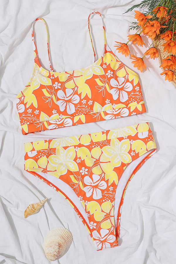 Daring Heart Floral High Waist Bikini Set