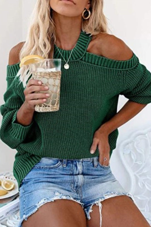 Taste of Winter Cold Shoulder Knit Sweater