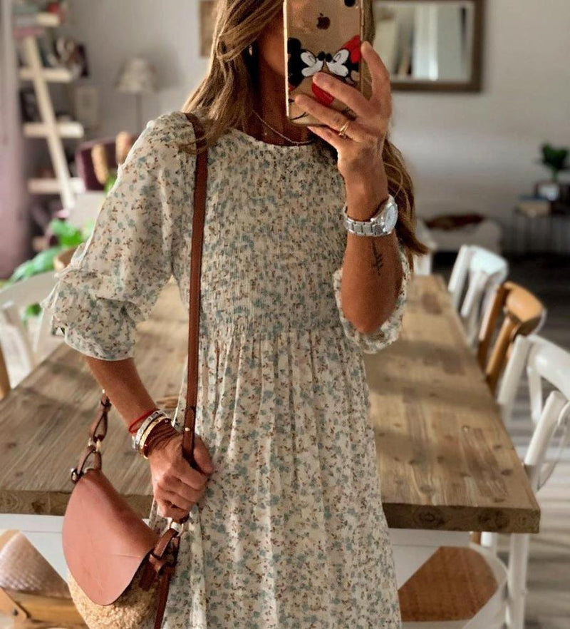 Robe Maxi Longue Imprimé Floral Doux Comme le Miel