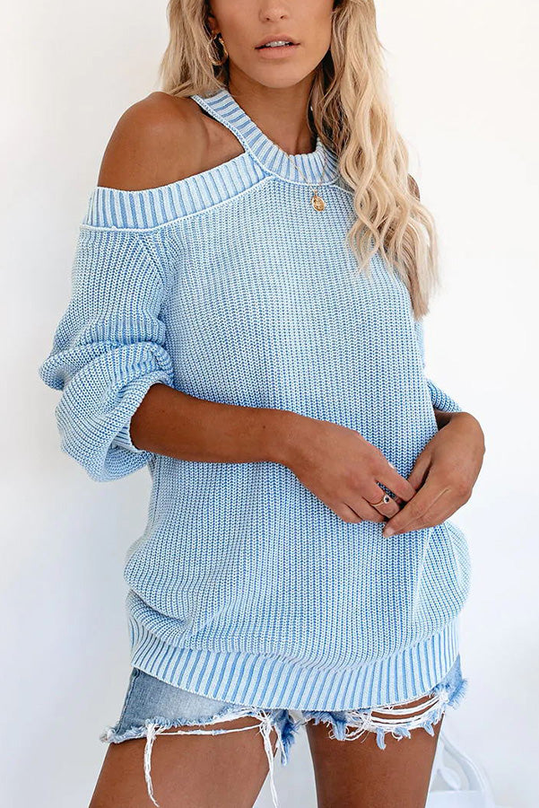 Taste of Winter Cold Shoulder Knit Sweater