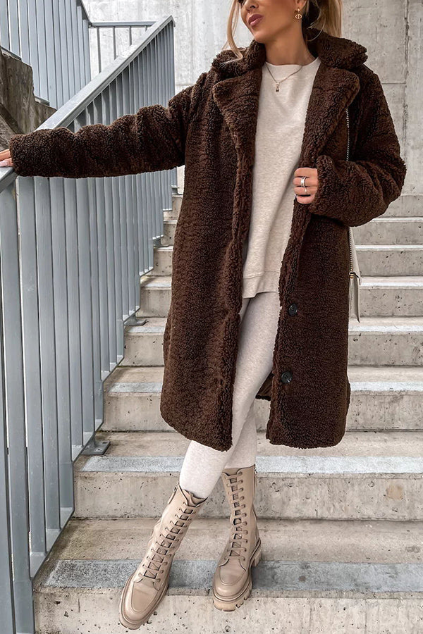 S'mores and Cozy Button Down Pocketed Teddy Coat