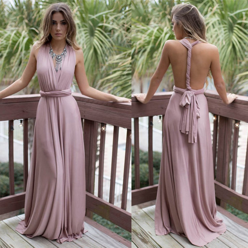 Elegant V Neck Backless Long Prom Dress - CA Mode