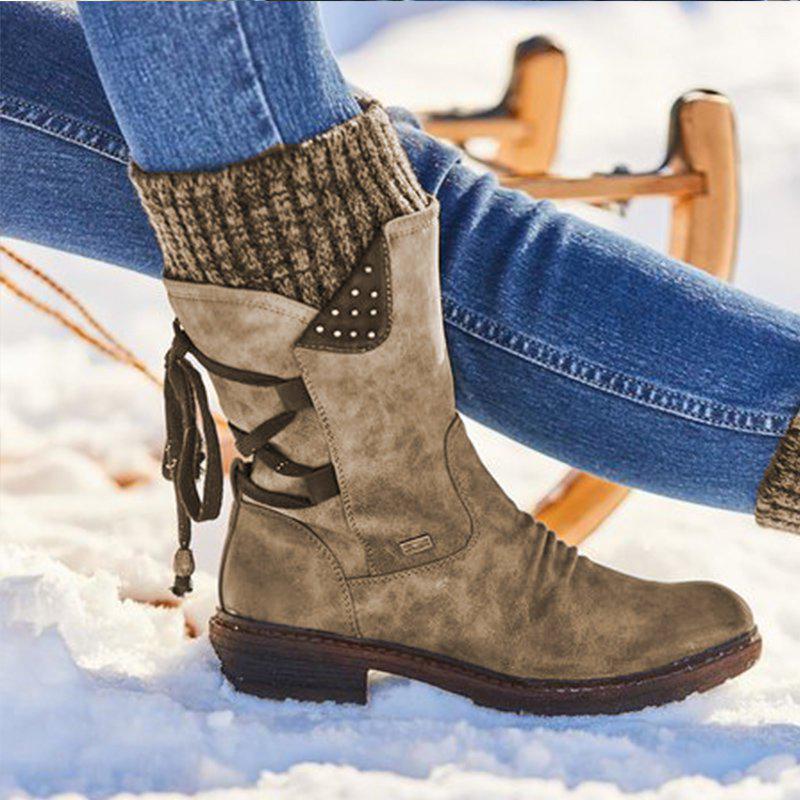 Bottes d'hiver Chaudes à Lacets pour Femmes