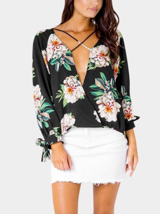 Chemise Imprimée Florale à Col V - CA Mode