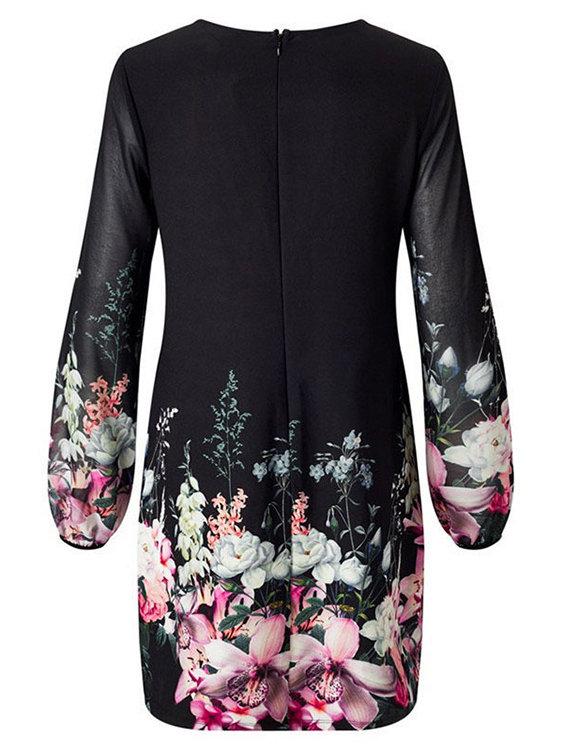 Robe Manches Longues à Imprimé Floral