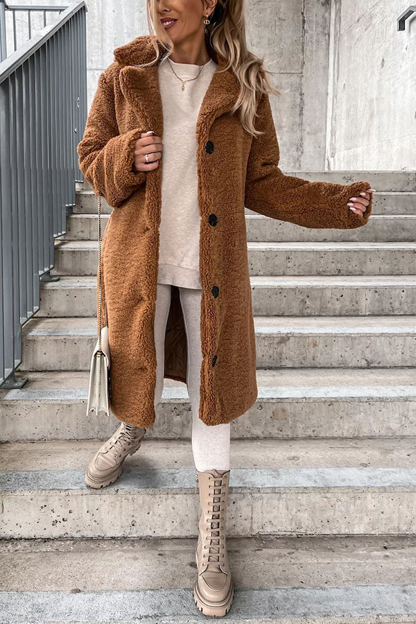 S'mores and Cozy Button Down Pocketed Teddy Coat