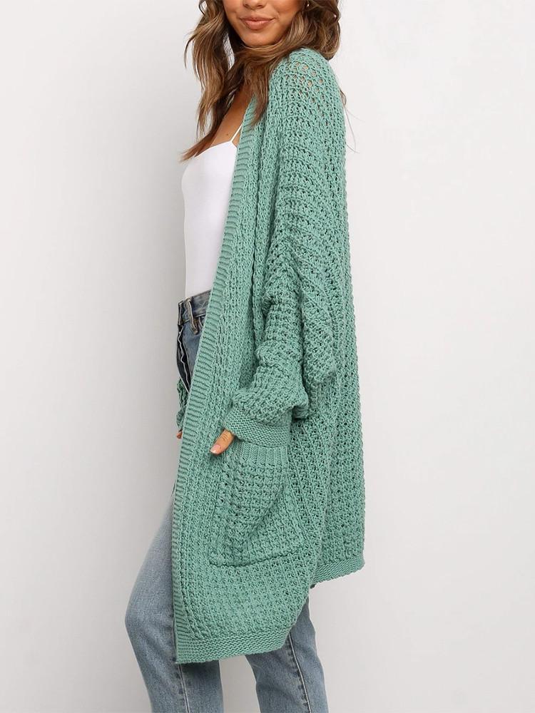 Cardigan Ample Couleur Poche Unie