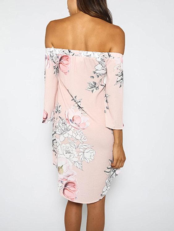 Robe à imprimé floral aléatoire à épaules dénudées