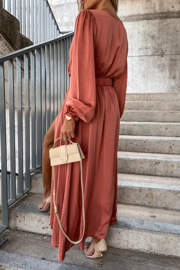 Creating Magic Long Sleeve Belted Maxi Dress