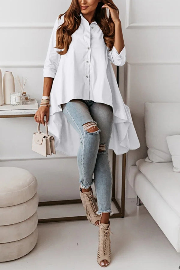 Dina Asymmetric Hem High Low Layer Blouse