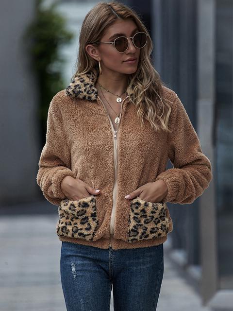 Manteau Moelleux Imprimé Léopard