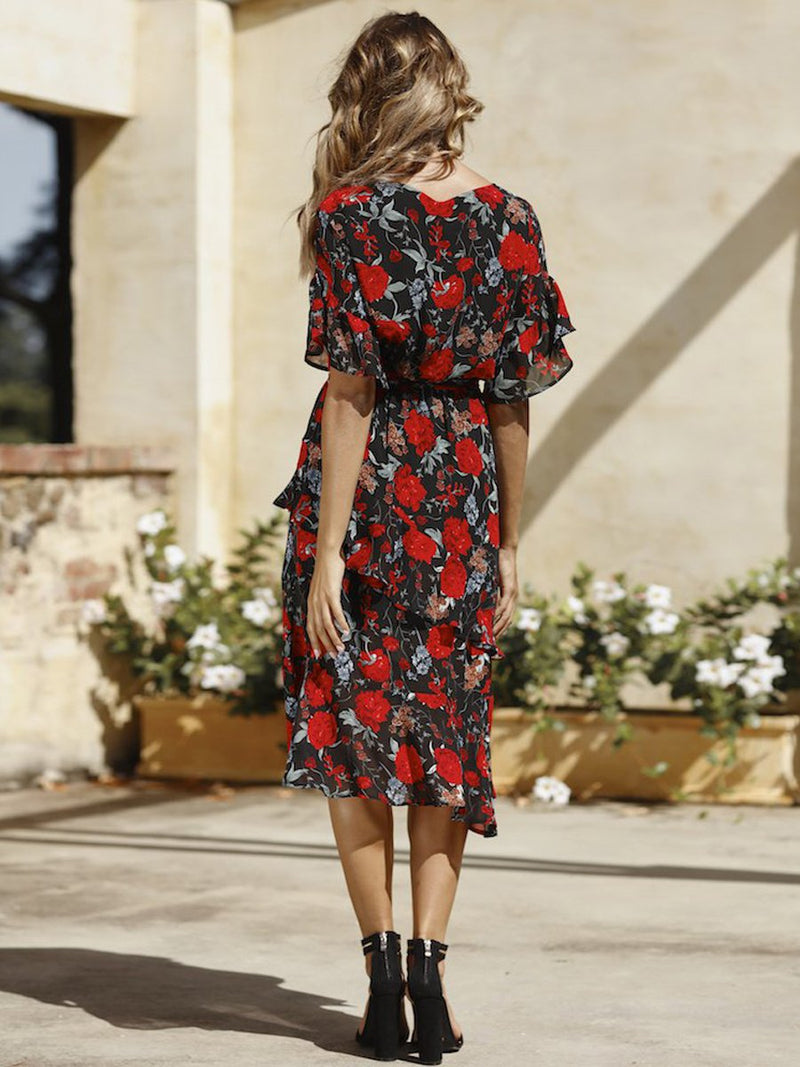 Robe Florale Manches Courtes