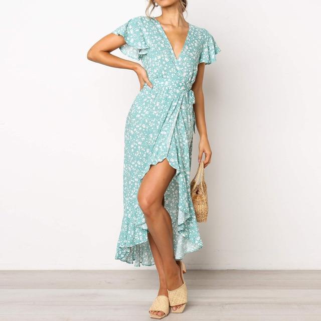 Robe Longue Plage Décontractée Imprimé Floral Boho