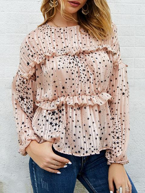 Blouse à Pois Imprimé Étoiles