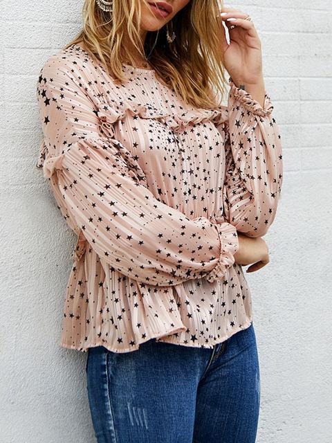 Blouse à Pois Imprimé Étoiles