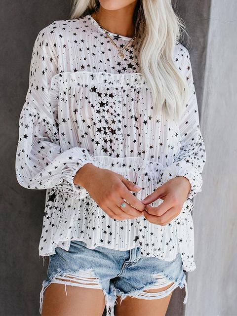 Blouse à Pois Imprimé Étoiles