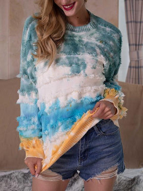 Pull Imprimé Fringe Cozy Tie-dye