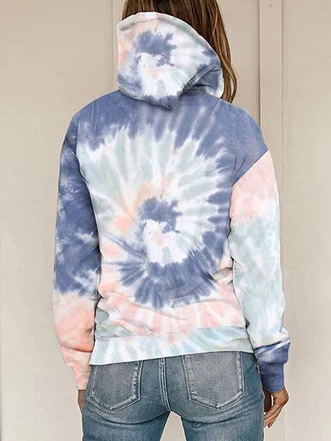 Pull à Capuche Imprimé Tie-dye avec Poche