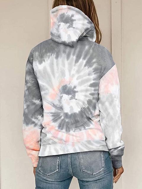 Pull à Capuche Imprimé Tie-dye avec Poche