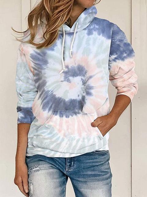 Pull à Capuche Imprimé Tie-dye avec Poche