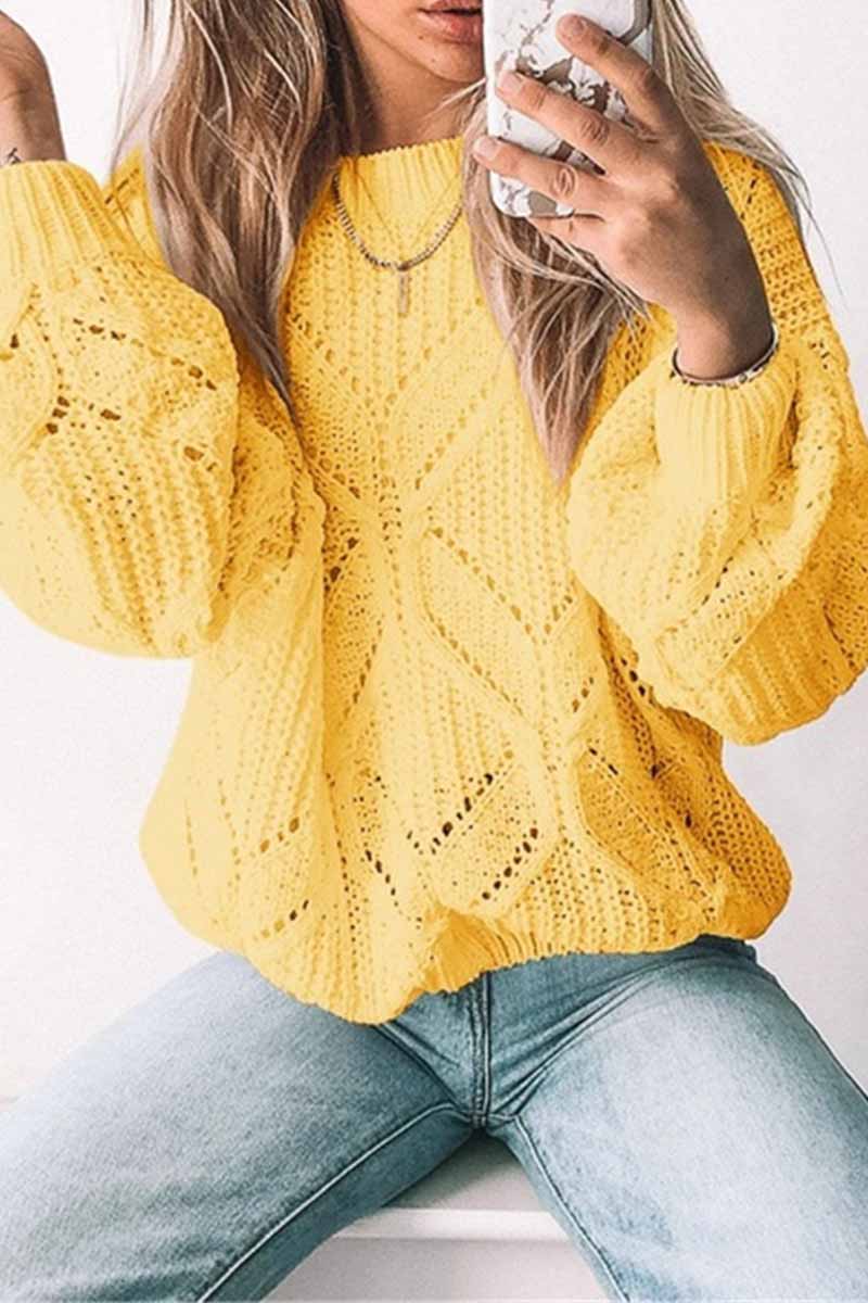 Pull Ample en Tricot Col Rond