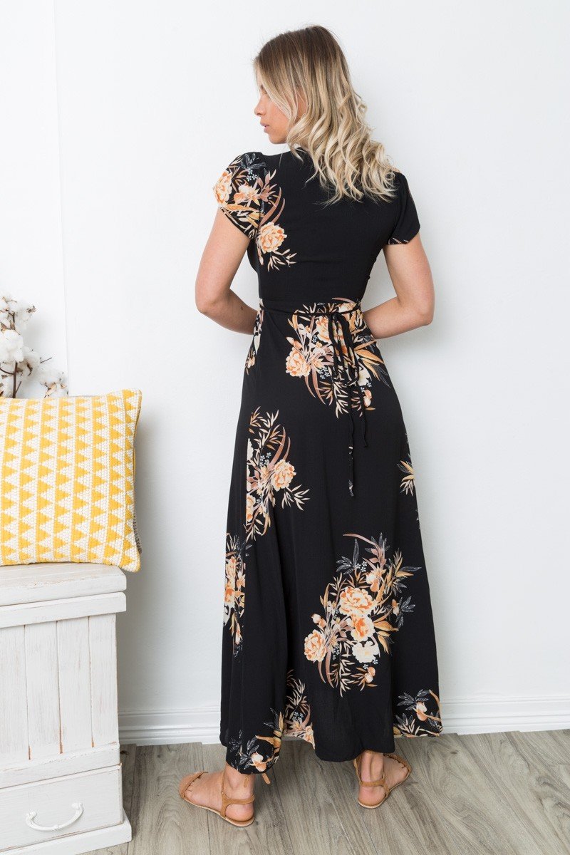 Robe Longue à Imprimé Floral Blanche