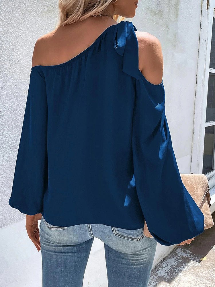 Women's  Blouses Chiffon Temperament Off Shoulder Tie Loose  Blouse