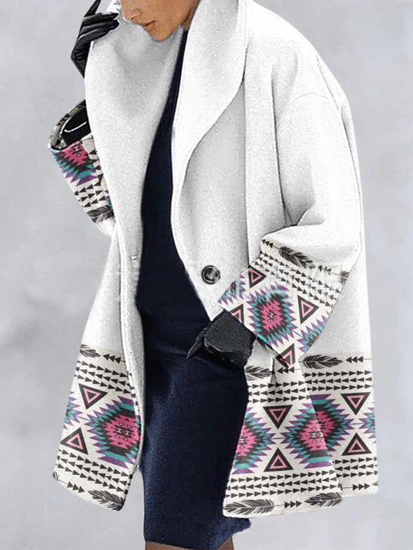 Women's Cardigans Ethnic Style Printed Heavy Woolen Cardigan