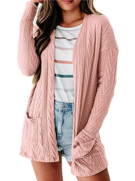 Women's Cardigans Solid Loose Knitted Long Sleeve Sweater Cardigan