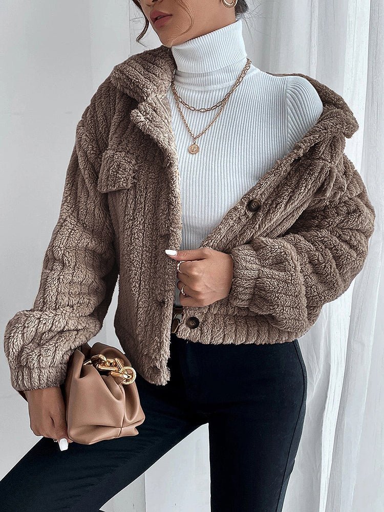 Women's Coats  Casual Lapel Plush Thickened Coat