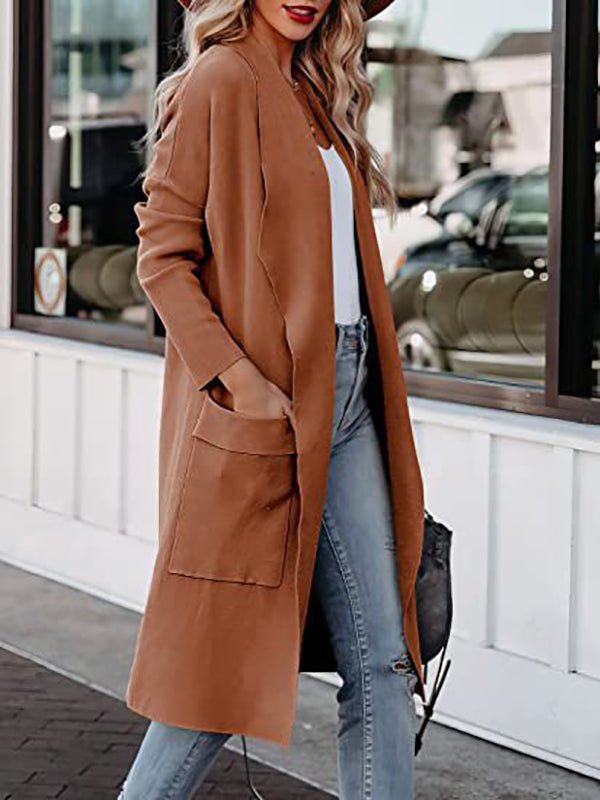 Women's Coats Casual Lapel Pocket Long Wool Coat